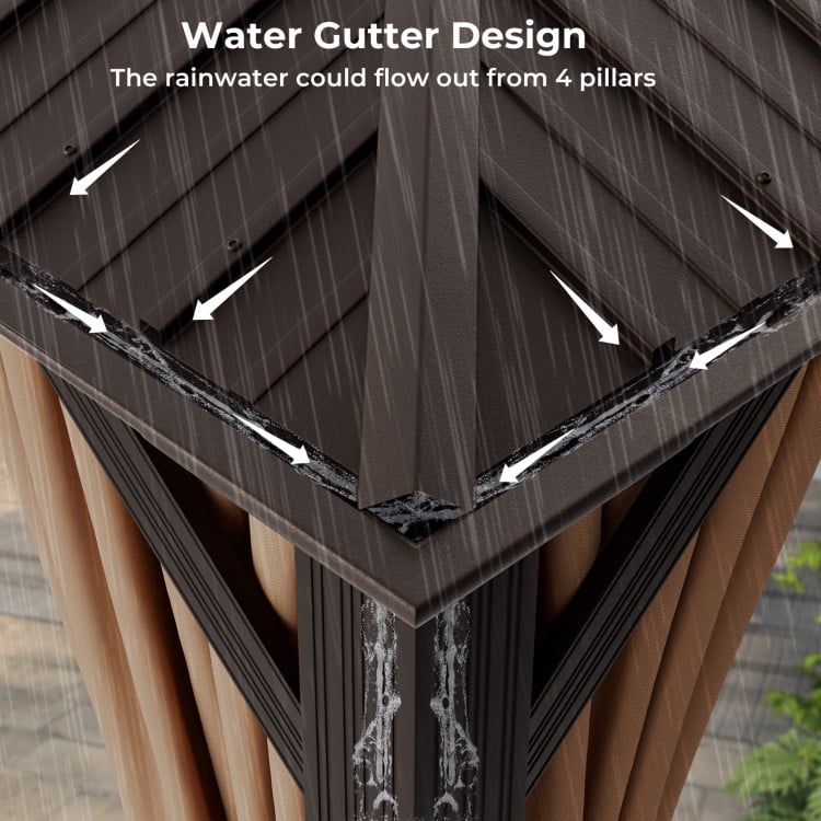 10x12 ft  Aluminium Patio Hardtop Gazebo with Curtain And Net