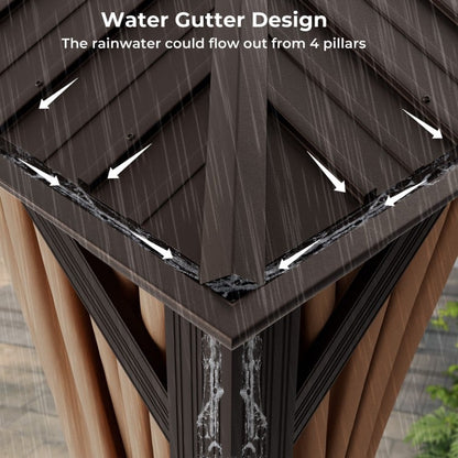 10x12 ft  Aluminium Patio Hardtop Gazebo with Curtain And Net