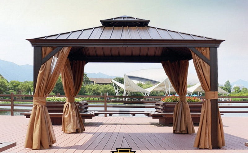 12x12 ft  Aluminium Patio Gazebo with Curtain And Net