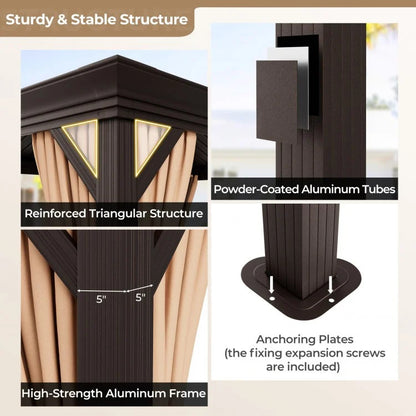12' x 16' Double-Roof Hardtop Gazebo with Galvanized Steel Roof
