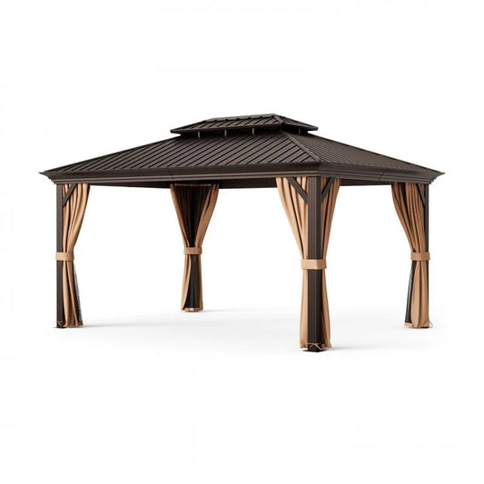 12' x 16' Double-Roof Hardtop Gazebo with Galvanized Steel Roof