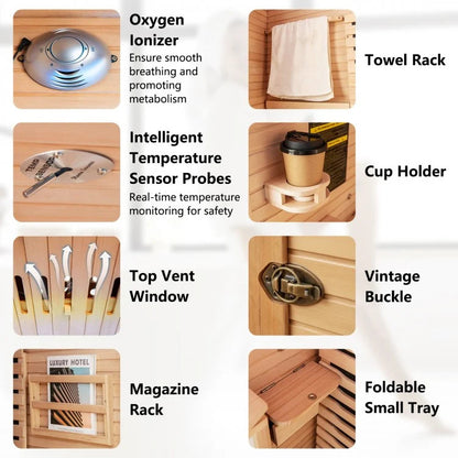 2 People Far Infrared Wooden Sauna Room for Home