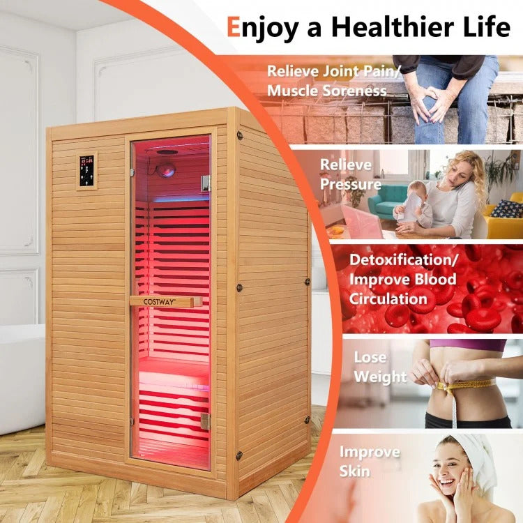 2 People Far Infrared Wooden Sauna Room for Home