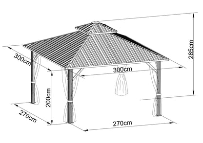 10 x 10 Feet Double-Roof Patio Hardtop Gazebo (Black)