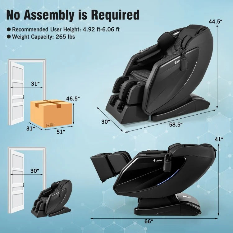 W437WL 4D Full Body Zero Gravity Massage Recliner with Airbags Heater and Foot Rollers