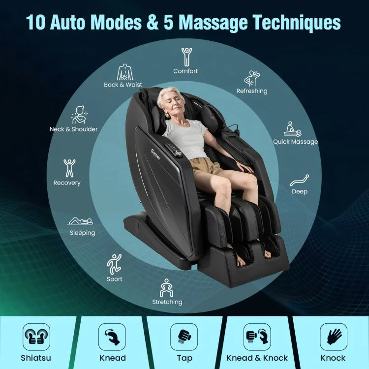W437WL 4D Full Body Zero Gravity Massage Recliner with Airbags Heater and Foot Rollers
