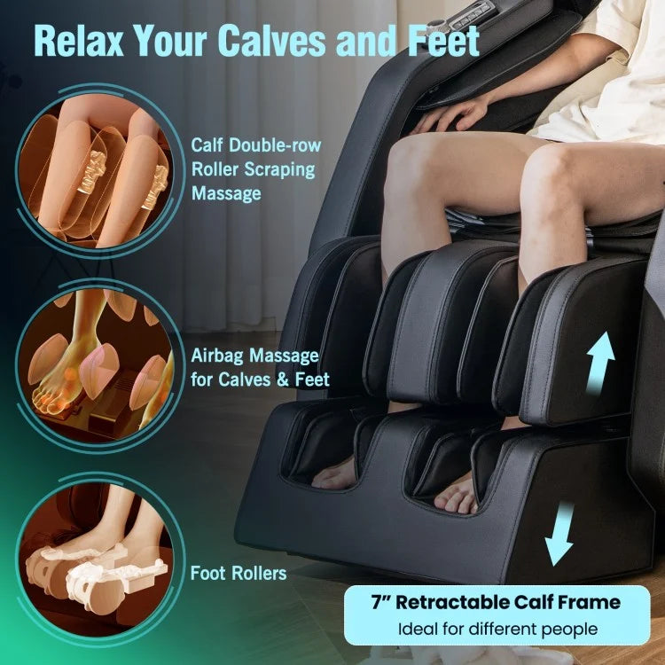 W437WL 4D Full Body Zero Gravity Massage Recliner with Airbags Heater and Foot Rollers