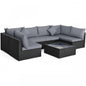 7 Pieces Sectional Wicker Furniture Sofa Set with Tempered Glass Top Coffee Table