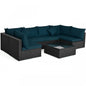 7 Pieces Sectional Wicker Furniture Sofa Set with Tempered Glass Top Coffee Table