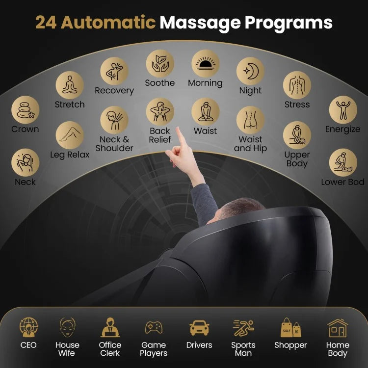 Costway W439WL 2025 New Model Premium 4D Zero Gravity SL Track Massage Recliner with Heater and Airbag Massage