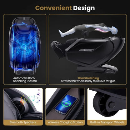 Costway W439WL 2025 New Model Premium 4D Zero Gravity SL Track Massage Recliner with Heater and Airbag Massage