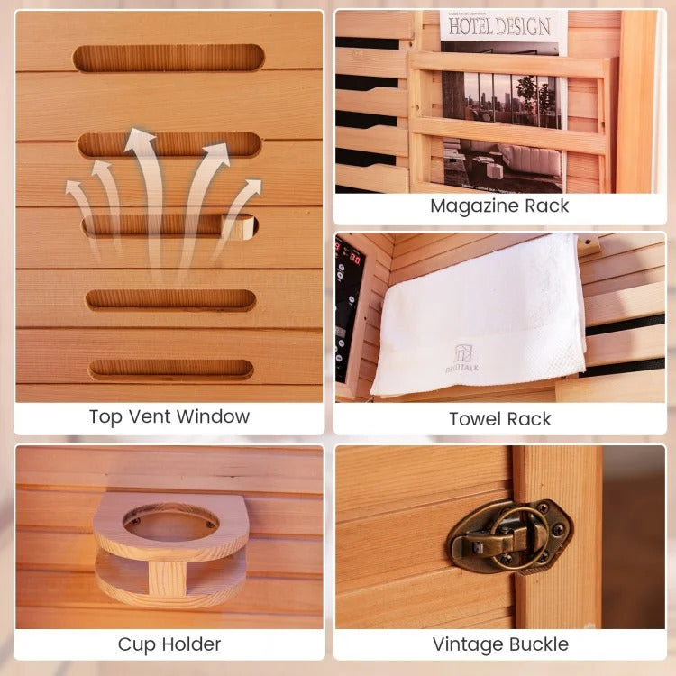 Single Person Far Infrared Wooden Sauna for Home