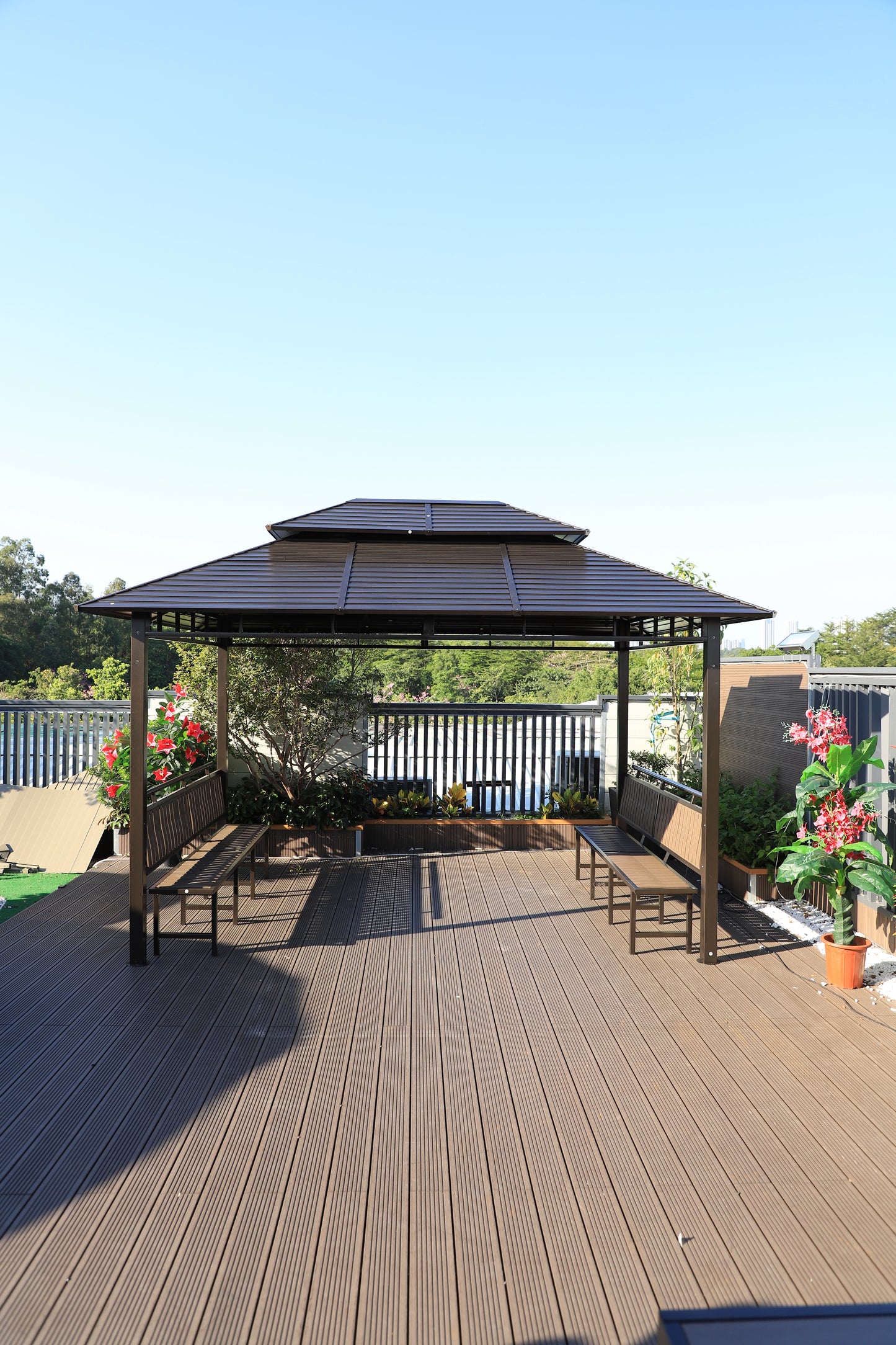 10x13 Feet Patio Hardtop Gazebo with Galvanized Steel Roof