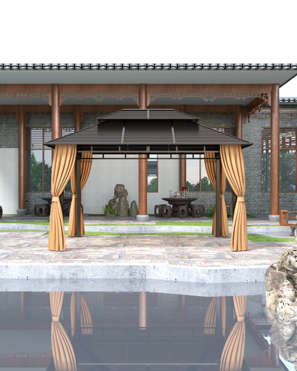 10x13 Feet Patio Hardtop Gazebo with Galvanized Steel Roof