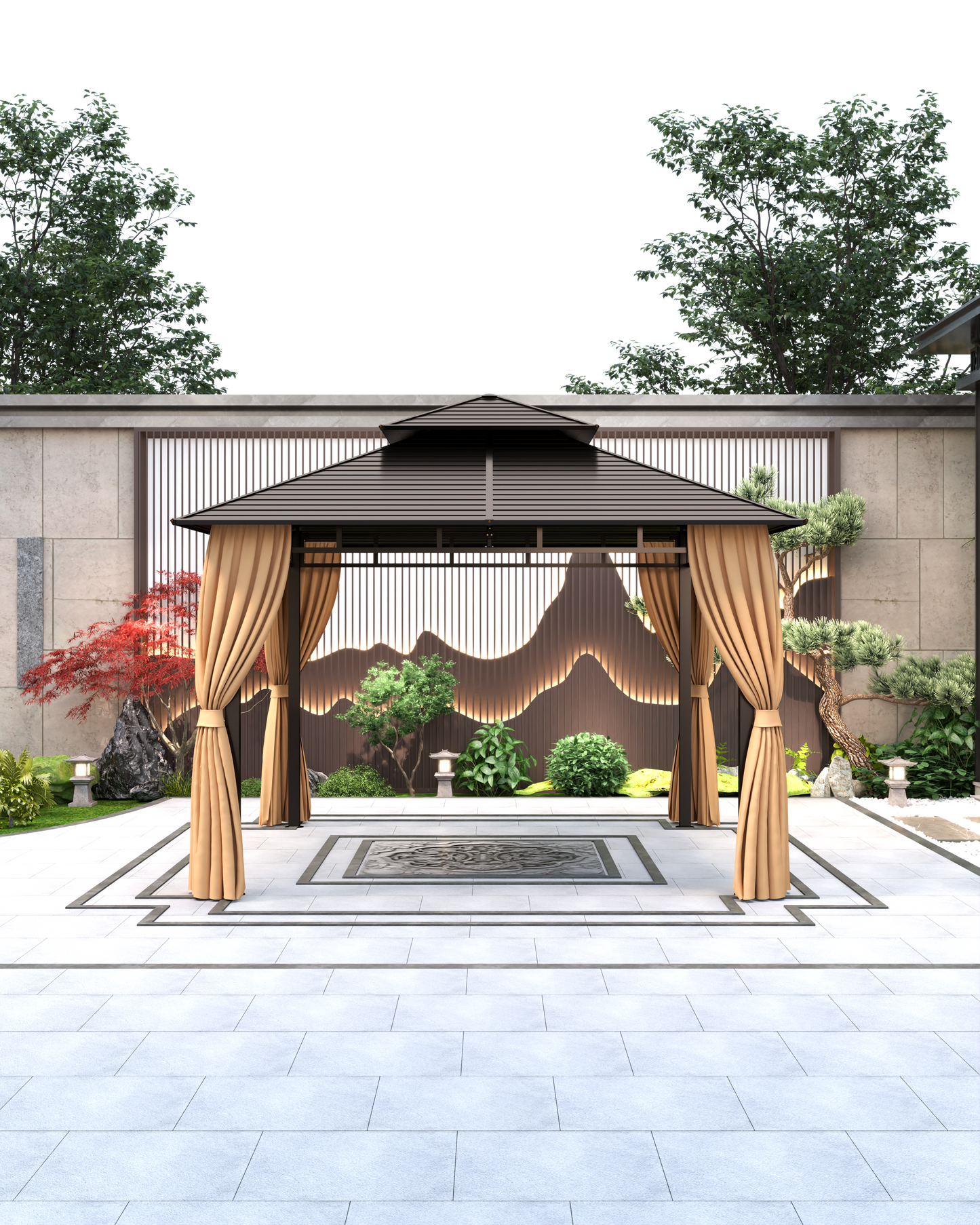 12x12 Feet Patio Hardtop Gazebo with Galvanized Steel Roof