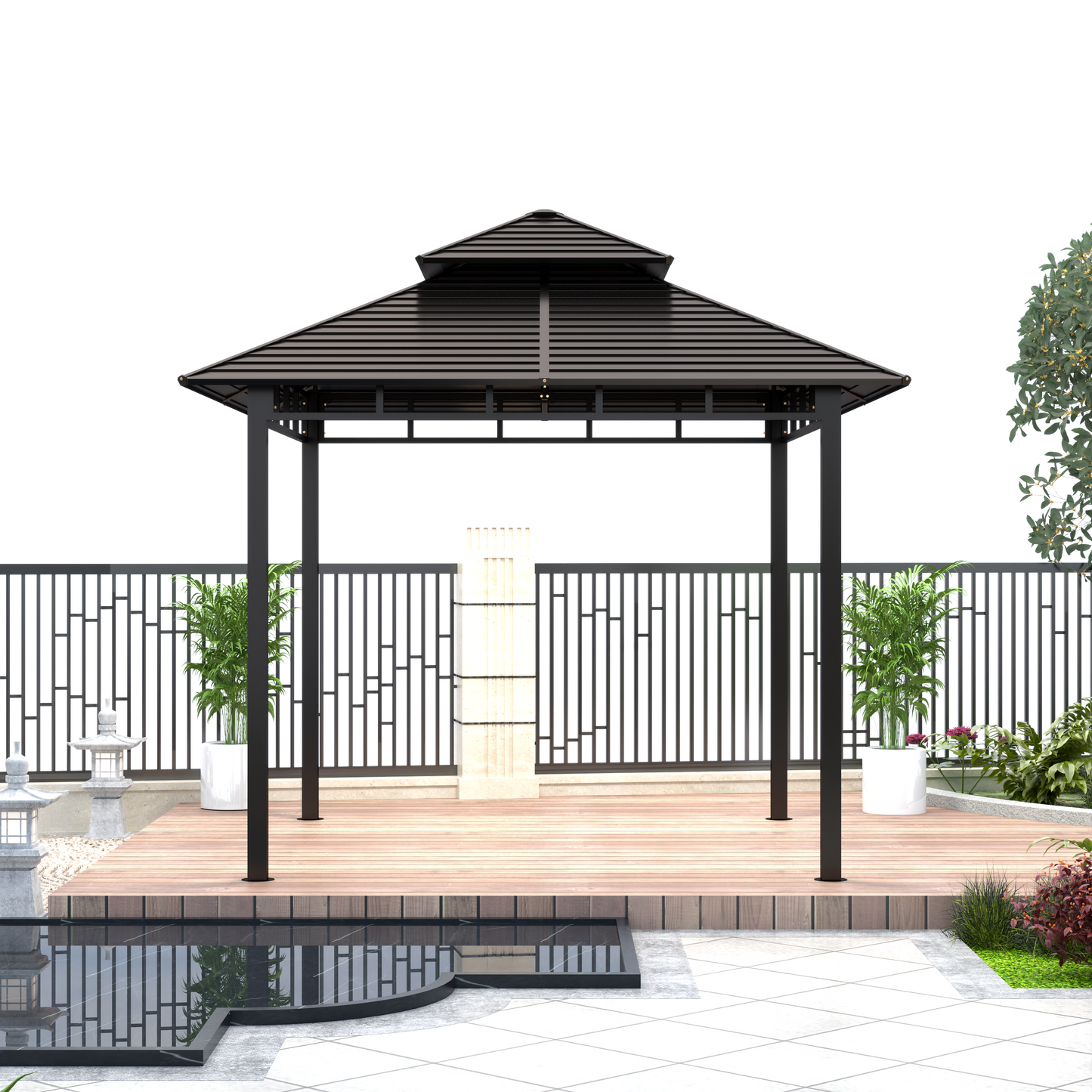 10x10 Feet Patio Hardtop Gazebo with Galvanized Steel Roof