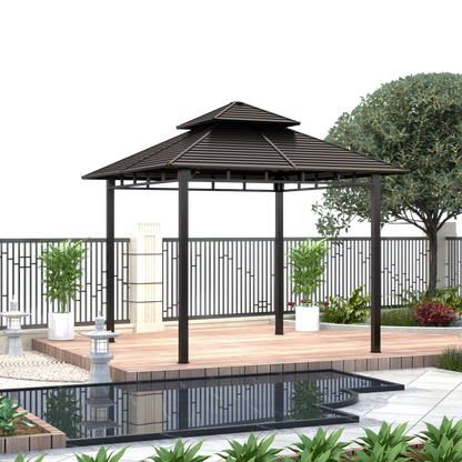 10x10 Feet Patio Hardtop Gazebo with Galvanized Steel Roof
