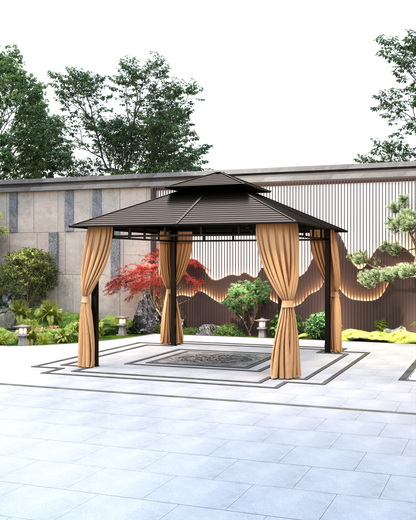 12x12 Feet Patio Hardtop Gazebo with Galvanized Steel Roof