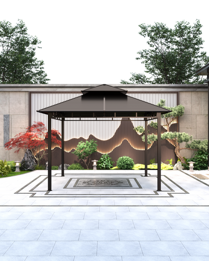 12x12 Feet Patio Hardtop Gazebo with Galvanized Steel Roof