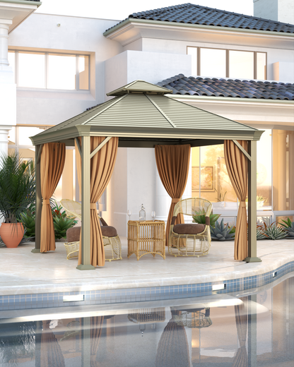 10x10 Feet Patio Hardtop Gazebo with Galvanized Steel Roof