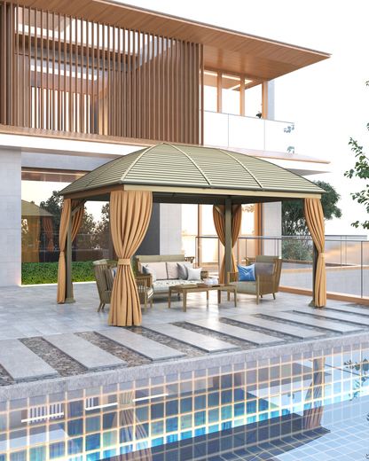 10X13 Feet Patio Hardtop Gazebo with Galvanized Steel Roof