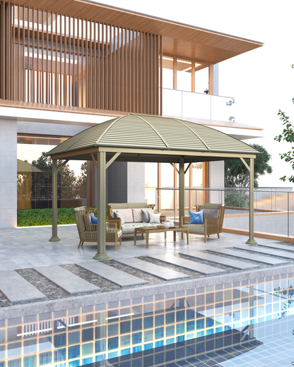 10X13 Feet Patio Hardtop Gazebo with Galvanized Steel Roof