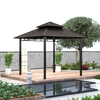10x10 Feet Patio Hardtop Gazebo with Galvanized Steel Roof