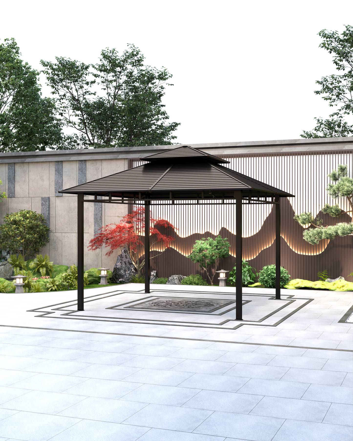 12x12 Feet Patio Hardtop Gazebo with Galvanized Steel Roof