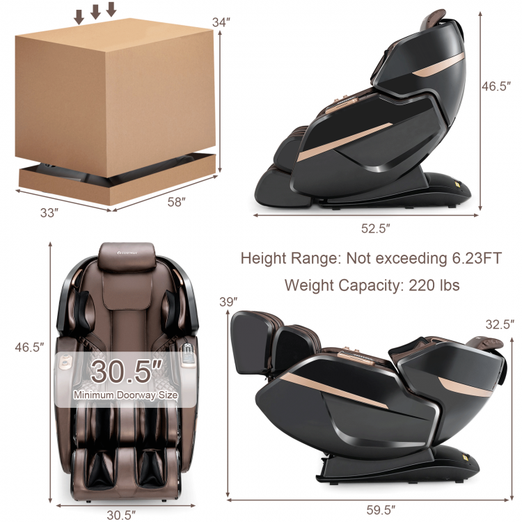 3D Double SL-Track Electric Full Body Zero Gravity Massage Chair with Heat Rolle