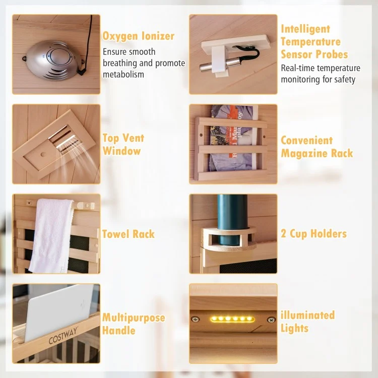 3-5 People Corner Far Infrared Premium Wooden Sauna for Home