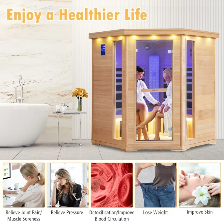 3-5 People Corner Far Infrared Premium Wooden Sauna for Home